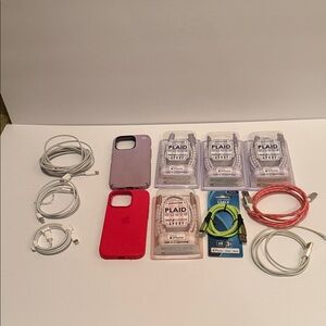 Apple Charging Cable & Case Set - Red, Purple, White